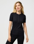 KOSZULKA WRANGLER 112370744 FEMME KNIT HENLEY BLACK
