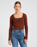 KOSZULKA LEE 112370953 LS SQUARE NECK LUXE BROWN