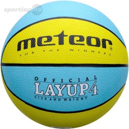Piłka koszykowa Meteor Layup 4 żółto-niebieska 07046 Meteor