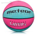 Piłka koszykowa Meteor LayUp 4 różowo-niebieska 07078 Meteor