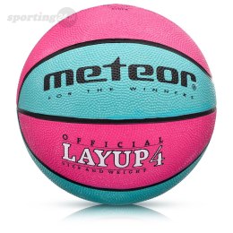 Piłka koszykowa Meteor LayUp 4 różowo-niebieska 07078 Meteor