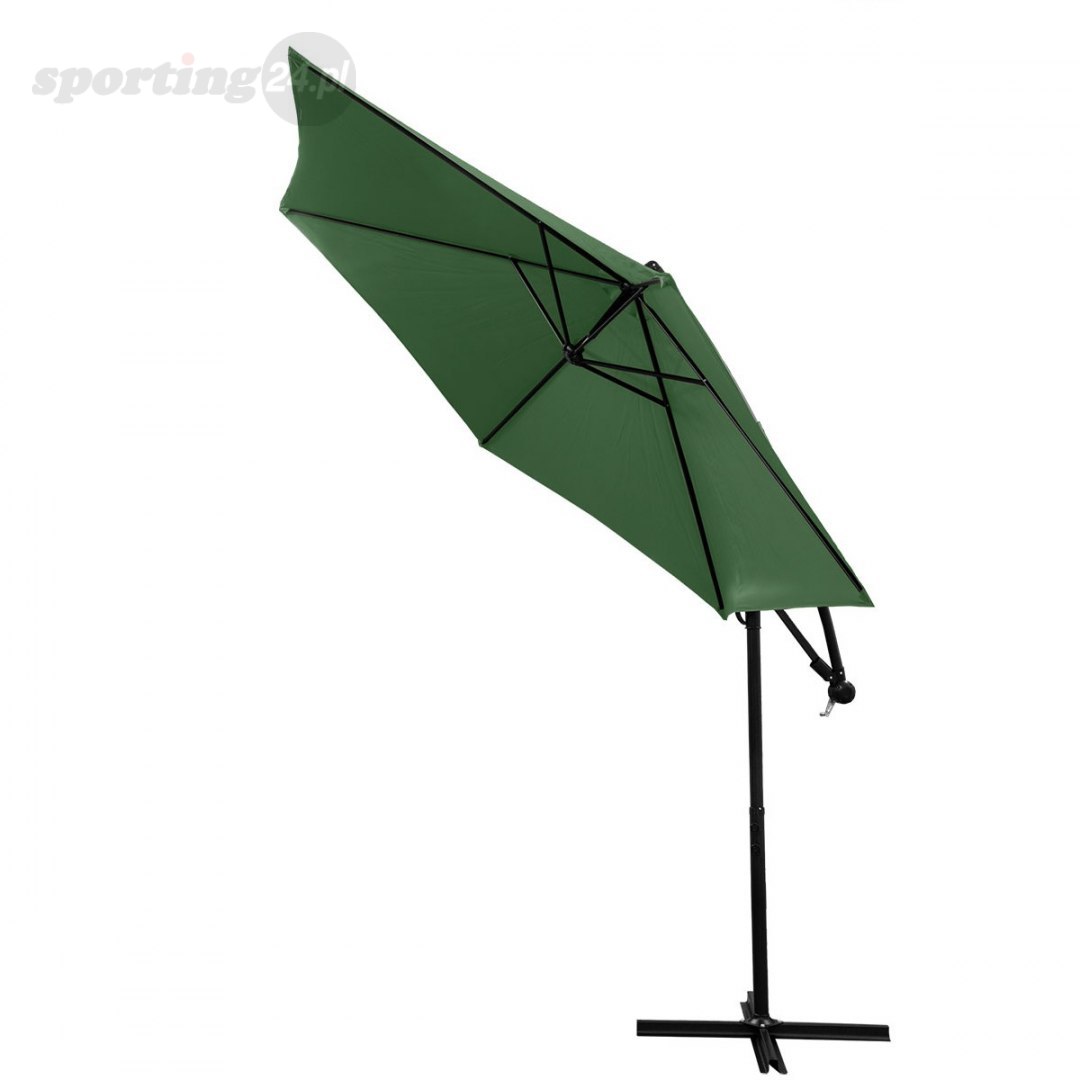 Parasol ogrodowy 300cm składany na wysięgniku zielony