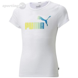 Koszulka dla dzieci Puma ESS+ Bleach Logo Tee G biała 846954 02 Puma