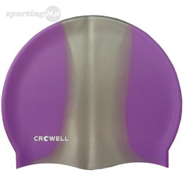 Czepek pływacki silikonowy Crowell Multi Flame fioletowo-srebrny kol.15 Crowell