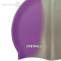 Czepek pływacki silikonowy Crowell Multi Flame fioletowo-srebrny kol.15 Crowell