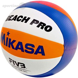 Piłka siatkowa plażowa meczowa Mikasa Beach Pro biało-pomarańczowo-niebieska BV550C Mikasa