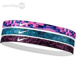 Opaski na głowę Nike Printed 3 szt. różowa, niebieska, czarna N0002560608OS Nike