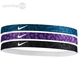 Opaski na włosy Nike Headbands 3 szt. czarna, fioletowa, niebieska N0002560428OS Nike