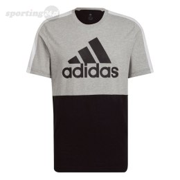 Koszulka męska adidas Essentials Colorblock Single Jersey Tee czarno-szara HE4334 Adidas