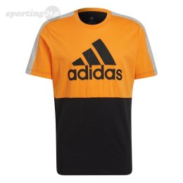 Koszulka męska adidas Essentials Colorblock Single Jersey Tee pomarańczowo-czarna HE4328 Adidas