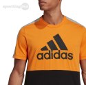 Koszulka męska adidas Essentials Colorblock Single Jersey Tee pomarańczowo-czarna HE4328 Adidas
