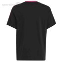 Koszulka dla dzieci adidas Essentials 3-Stripes Cotton Loose Fit Boyfriend Tee czarno-różowa IC3640 Adidas