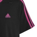 Koszulka dla dzieci adidas Essentials 3-Stripes Cotton Loose Fit Boyfriend Tee czarno-różowa IC3640 Adidas