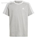 Koszulka dla dzieci adidas Essentials 3-Stripes Cotton Loose Fit Boyfriend Tee szara IC3637 Adidas