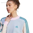 Bluza damska adidas Essentials 3-Stripes Half-Neck Fleece błękitno-kremowa IL3292 Adidas