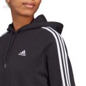 Bluza damska adidas Essentials 3-Stripes French Terry Crop Hoodie czarna IC8767 Adidas