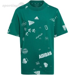 Koszulka dla dzieci adidas Brand Love Allover Print zielona IA1562 Adidas