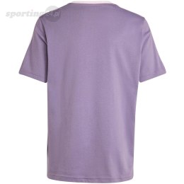 Koszulka dla dzieci adidas Essentials 3-Stripes Cotton Loose Fit Boyfriend Tee fioletowa IL3276 Adidas