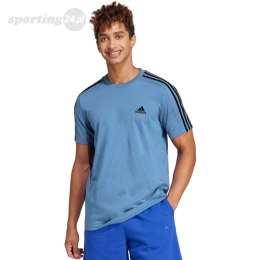 Koszulka męska adidas Essentials Single Jersey 3-Stripes Tee niebieska IS1338 Adidas