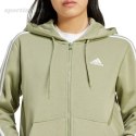 Bluza damska adidas Essentials 3-Stripes Full-Zip Fleece Hoodie oliwkowa JP2352 Adidas