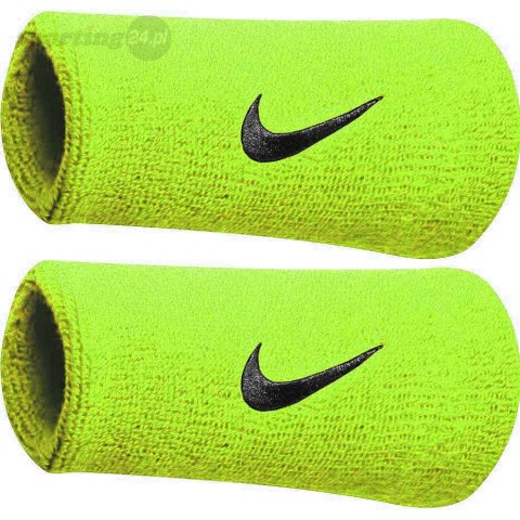 Frotka na rękę szeroka Nike Swoosh Doublewide Wristbands limonkowe 2szt NNN05710 Nike