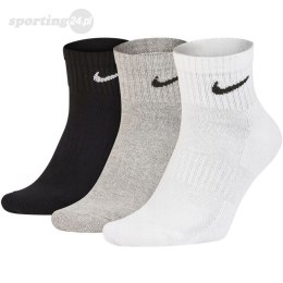 Skarpety Nike Value Cotton Quarter 3 pary białe, szare, czarne SX4926 901 Nike