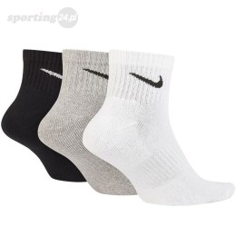 Skarpety Nike Value Cotton Quarter 3 pary białe, szare, czarne SX4926 901 Nike