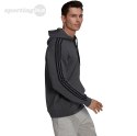 Bluza męska adidas Essentials Fleece 3-Stripes Hoodie ciemnoszara GK9082 Adidas