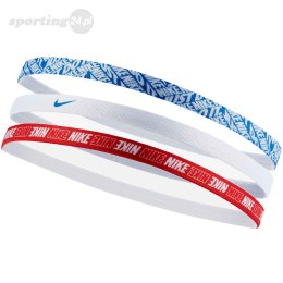 Opaski na włosy Nike Printed Headbands 3 szt. niebieska, biała, czerwona N0002560495OS Nike