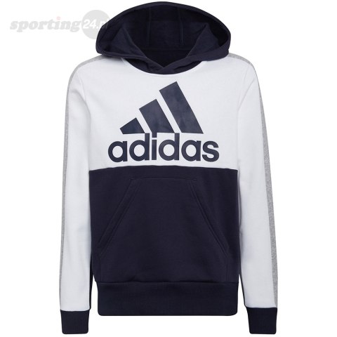 Bluza dla dzieci adidas Colorblock Fleece biało-granatowa HC5659 Adidas