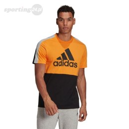 Koszulka męska adidas Essentials Colorblock Single Jersey Tee pomarańczowo-czarna HE4328 Adidas