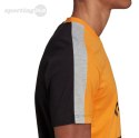 Koszulka męska adidas Essentials Colorblock Single Jersey Tee pomarańczowo-czarna HE4328 Adidas