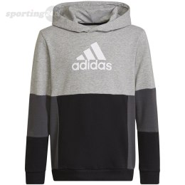 Bluza dla dzieci adidas Colourblock Hoodie szaro-czarna HN8563 Adidas