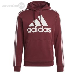 Bluza męska adidas Essentials Fleece 3-Stripes Logo Hoodie bordowa H47057 Adidas