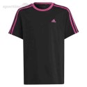 Koszulka dla dzieci adidas Essentials 3-Stripes Cotton Loose Fit Boyfriend Tee czarno-różowa IC3640 Adidas