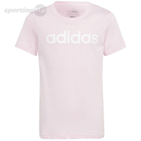 Koszulka dla dzieci adidas Essentials Linear Logo Cotton Slim Fit Tee różowa IC3152 Adidas