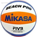 Piłka siatkowa plażowa meczowa Mikasa Beach Pro biało-pomarańczowo-niebieska BV550C Mikasa