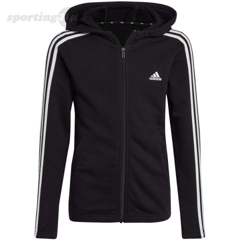 Bluza dla dzieci adidas Essentials 3-Stripes Full-Zip Hoodie czarna IC3634 Adidas