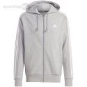 Bluza męska adidas Essentials French Terry 3-Stripes Full-Zip Hoodie szara IC9833 Adidas