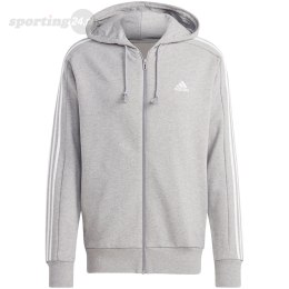 Bluza męska adidas Essentials French Terry 3-Stripes Full-Zip Hoodie szara IC9833 Adidas