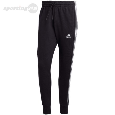 Spodnie męskie adidas Essentials French Terry Tapered Cuff 3-Stripes czarne HA4337 Adidas