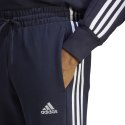 Spodnie męskie adidas Essentials French Terry Tapered Cuff 3-Stripes granatowe IC9406 Adidas