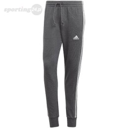 Spodnie męskie adidas Essentials French Terry Tapered Cuff 3-Stripes szare IC9408 Adidas