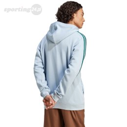 Bluza męska adidas Essentials Fleece 3-Stripes Full-Zip błękitna IJ8932 Adidas