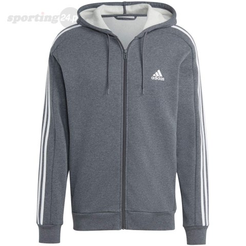 Bluza męska adidas Essentials Fleece 3-Stripes Full-Zip szara IJ6480 Adidas