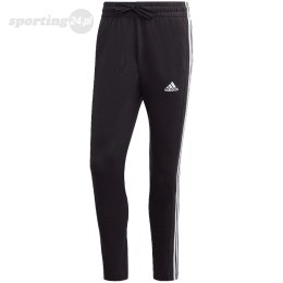 Spodnie męskie adidas Essentials Single Jersey Tapered Open Hem 3-Stripes czarne IC0044 Adidas