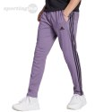 Spodnie męskie adidas Essentials Single Jersey Tapered Open Hem 3-Stripes fioletowe IJ8699 Adidas