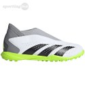 Buty piłkarskie dla dzieci adidas Predator Accuracy.3 Laceless TF biało-szare IE9436 Adidas