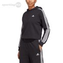 Bluza damska adidas Essentials 3-Stripes French Terry Crop Hoodie czarna IC8767 Adidas