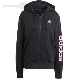 Bluza damska adidas Essentials Linear Full-Zip French Terry Hoodie czarna IS2072 Adidas